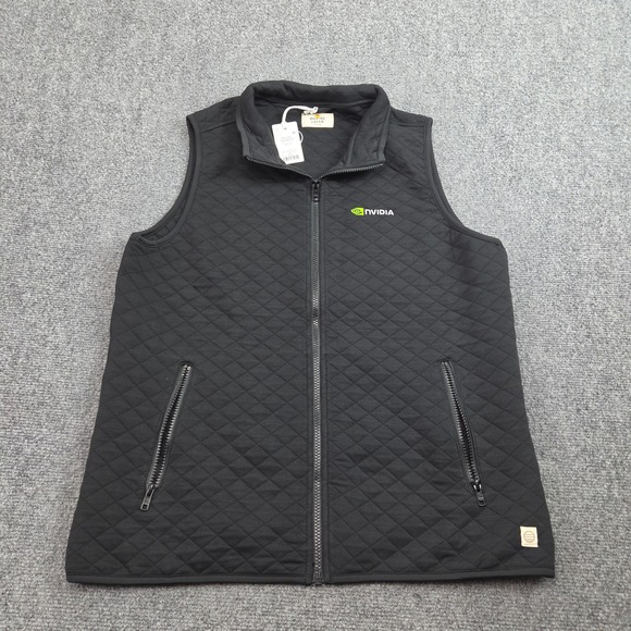 Marine Layer Vest Mens M Black Quilted NVIDIA Tech Corporate Coastal Casual Core